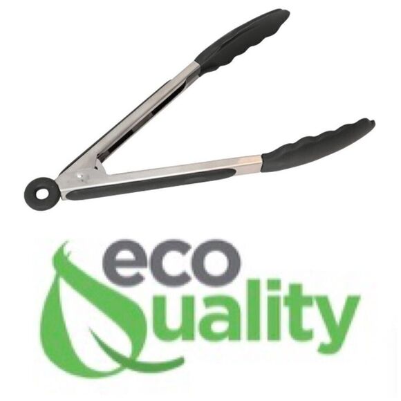 ECO QUALITY - NWT Set of 4 Stainless Steel Kitchen Tongs. 8” w/Silicone Tips - Picture 1 of 14